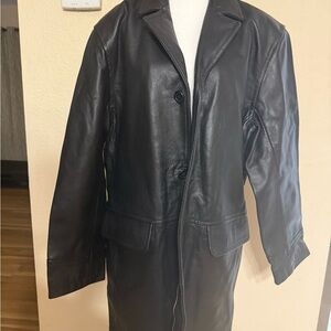 Ciro Citterio Black Leather Stylish Outerwear Timeless Elegant Durable Coat Mens